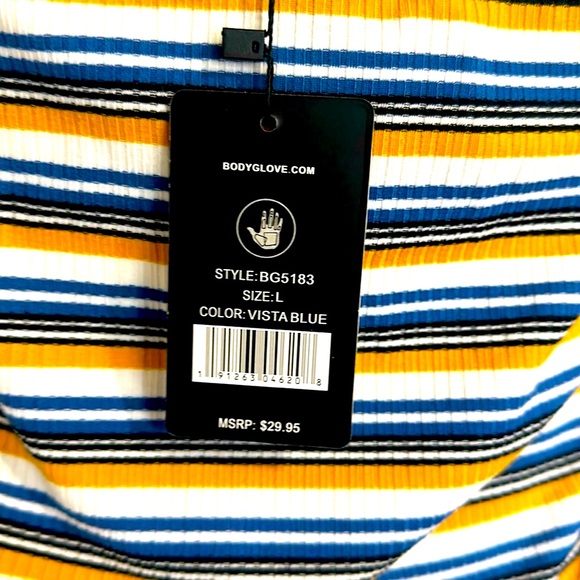 NWT BODY STRIPPED COLD SHOULDER DRESS WOMEN SIZE LARGE LARGE - Picture 8 of 10